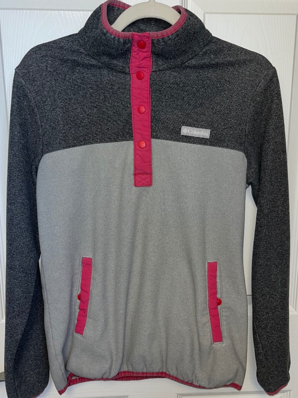 Columbia Sportswear Pullover Fleece Women’s M Colorblock Light & Dark Gray Pink